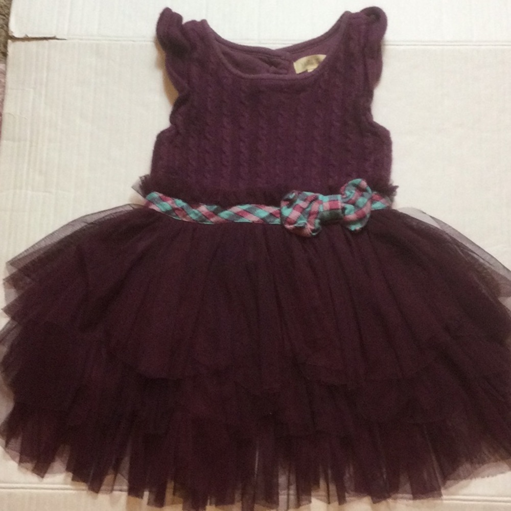 Matilda Jane Plum Layered Tulle Dress with Braided Belt